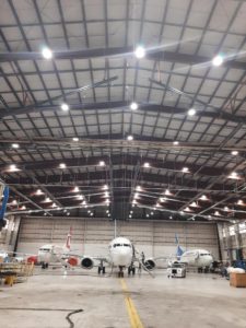 inside of airline hanger